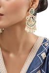 Buy_Auraa Trends_Green Stones, Pearls Chandbali Earrings _at_Aza_Fashions