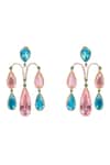 Shop_Auraa Trends_Multi Color Crystals, Stones Teardrop Dangler Earrings _at_Aza_Fashions
