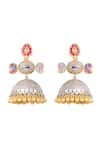 Shop_Auraa Trends_Multi Color Stones, Beads Dual-tone Oxidized Jhumka Earrings _at_Aza_Fashions