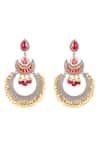 Shop_Auraa Trends_Red Pearls, Stones And Kundan Chandbali Earrings _at_Aza_Fashions