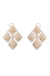 Shop_Auraa Trends_Gold Plated Stones White Kundan Studded Square Drop Earrings _at_Aza_Fashions