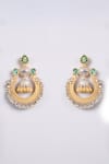 Shop_Auraa Trends_Gold Plated Stones, Beads Traditional And Silver-plated Chandbali Earrings _at_Aza_Fashions