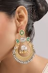 Auraa Trends_Gold Plated Stones, Beads Traditional And Silver-plated Chandbali Earrings _Online_at_Aza_Fashions
