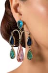 Auraa Trends_Multi Color Crystals, Stones Multi-color Teardrop Statement Earrings _Online_at_Aza_Fashions