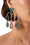 Buy_Auraa Trends_Multi Color Crystals, Stones Multi-color Teardrop Statement Earrings _at_Aza_Fashions
