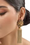 Buy_Auraa Trends_Gold Plated Stones Floral Tassel Earrings _at_Aza_Fashions
