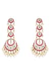 Shop_Auraa Trends_Multi Color Pearls, Stones Gold-plated Chandbali Earrings _at_Aza_Fashions