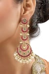 Buy_Auraa Trends_Multi Color Pearls, Stones Gold-plated Chandbali Earrings _at_Aza_Fashions