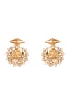 Shop_Auraa Trends_Gold Plated Pearls, Stones, Crystals Matte Kundan Stud Earrings _at_Aza_Fashions