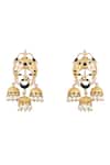Buy_Auraa Trends_Gold Plated Pearls, Stones Crescent Earrings _at_Aza_Fashions
