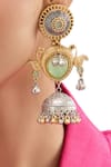 Shop_Auraa Trends_Gold Plated Stones, Beads Dual And Oxidized Silver Jhumkas _at_Aza_Fashions