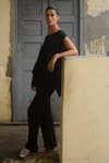 Buy_Ituvana_Black Cotton Round Neck Karma Jersey Top And Pant Set _Online_at_Aza_Fashions