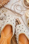 Shop_NR By Nidhi Rathi_Multi Color Pearled Pista Green Juttis _at_Aza_Fashions
