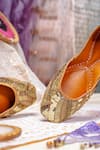 Shop_NR By Nidhi Rathi_Gold Handcrafted Juttis _at_Aza_Fashions