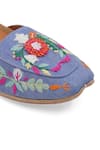 Shop_NR By Nidhi Rathi_Blue Denim Embroidered Juttis _Online_at_Aza_Fashions