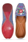 NR By Nidhi Rathi_Blue Denim Embroidered Juttis _at_Aza_Fashions