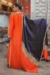 Shop_Wazir C_Orange Silk Embroidery, Metallic Thread, Zari Round Floral Work Kurta Pant Set _at_Aza_Fashions