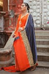 Wazir C_Orange Silk Embroidery, Metallic Thread, Zari Round Floral Work Kurta Pant Set _Online_at_Aza_Fashions