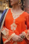 Buy_Wazir C_Orange Silk Embroidery, Metallic Thread, Zari Round Floral Work Kurta Pant Set 