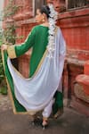 Shop_Wazir C_Green Silk Embroidery, Metallic Thread, Zari Round Floral Work Kurta Salwar Set _at_Aza_Fashions