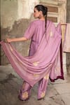 Shop_Wazir C_Purple Silk Embroidery, Zari, Metallic Thread Split Floral Work Kurta Salwar Set _at_Aza_Fashions
