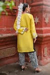 Shop_Wazir C_Yellow Silk Embroidery, Metallic Thread Notched Floral Work Kurta With Salwar _at_Aza_Fashions