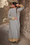 Shop_Wazir C_Black Cotton Open Neck Kashmira Tilla Work Cape Pant Set _Online_at_Aza_Fashions