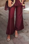 Wazir C_Maroon Silk, Cotton Embroidery, Zari Open Neck Jacket Pant Set _Online_at_Aza_Fashions