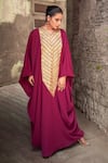 Buy_Wazir C_Purple Silk Embroidery, Zari V-neck Kaftan _at_Aza_Fashions