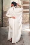 Shop_Wazir C_Off White Cotton Embroidery, Fringe High , Keyhole Kaftan _at_Aza_Fashions