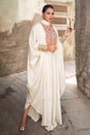 Buy_Wazir C_Off White Cotton Embroidery, Fringe High , Keyhole Kaftan _Online_at_Aza_Fashions