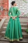 Shop_Wazir C_Green Silk Embroidery, Zari, Tassels Split Kashmira Tilla Work Lehenga Set _at_Aza_Fashions