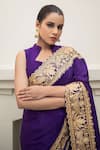 Wazir C_Purple Crepe Embroidery, Metallic Thread, Kashmira Tilla Work Saree With Blouse _Online_at_Aza_Fashions