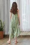 Shop_Pasha India_Green Cotton, Rayon Floral Print Draped Jumpsuit _at_Aza_Fashions