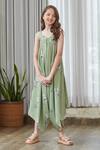 Buy_Pasha India_Green Cotton, Rayon Floral Print Draped Jumpsuit _at_Aza_Fashions