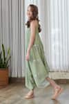 Shop_Pasha India_Green Cotton, Rayon Floral Print Draped Jumpsuit _Online_at_Aza_Fashions