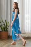Pasha India_Blue Cotton, Rayon Floral Print Draped Jumpsuit _Online_at_Aza_Fashions