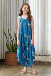Buy_Pasha India_Blue Cotton, Rayon Floral Print Draped Jumpsuit _Online_at_Aza_Fashions