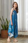 Shop_Pasha India_Blue Cotton, Rayon Floral Print Draped Jumpsuit _Online_at_Aza_Fashions