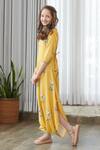 Buy_Pasha India_Yellow Cotton, Rayon Floral Print Draped Jumpsuit _Online_at_Aza_Fashions