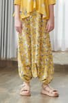 Pasha India Yellow Cotton, Rayon Floral Print Draped Jumpsuit Online at Aza Fashions Pasha India_Yellow Cotton, Rayon Floral Print Draped Jumpsuit _Online_at_Aza_Fashions