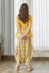 Shop Pasha India Yellow Cotton, Rayon Floral Print Draped Jumpsuit at Aza Fashions Shop_Pasha India_Yellow Cotton, Rayon Floral Print Draped Jumpsuit _at_Aza_Fashions