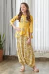 Buy Pasha India Yellow Cotton, Rayon Floral Print Draped Jumpsuit at Aza Fashions Buy_Pasha India_Yellow Cotton, Rayon Floral Print Draped Jumpsuit _at_Aza_Fashions