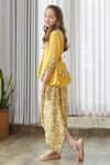 Pasha India Yellow Cotton, Rayon Floral Print Draped Jumpsuit at Aza Fashions Pasha India_Yellow Cotton, Rayon Floral Print Draped Jumpsuit _at_Aza_Fashions