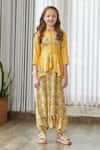 Buy Pasha India Yellow Cotton, Rayon Floral Print Draped Jumpsuit Buy_Pasha India_Yellow Cotton, Rayon Floral Print Draped Jumpsuit