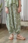 Pasha India_Green Cotton, Rayon Floral Print Draped Jumpsuit _Online_at_Aza_Fashions