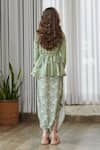 Shop_Pasha India_Green Cotton, Rayon Floral Print Draped Jumpsuit _at_Aza_Fashions