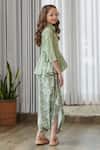 Pasha India_Green Cotton, Rayon Floral Print Draped Jumpsuit _at_Aza_Fashions