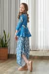 Buy_Pasha India_Blue Cotton, Rayon Embroidery Floral Print Draped Jumpsuit _Online_at_Aza_Fashions