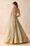 Shop_Shyam Narayan Prasad_Green Organza, Brocade Zari, Embroidery Scoop Neck Polka Dot Woven Lehenga Set _at_Aza_Fashions